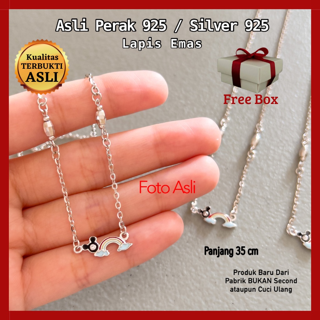 Kalung Anak Cewe Lucu Perak Asli Sterling Silver 925 Lapis Emas Putih Murni Ada Surat Keaslian Neckl