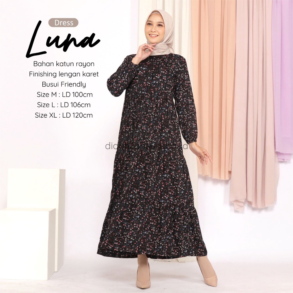 Gamis Dewasa Homey Dress Luna By Dianhijab.id - Bahan Rayon Viscose Premium Gamis Dewasa Luxury Gamis Pengajian Adem Nyaman Dipakai - Bisa COD