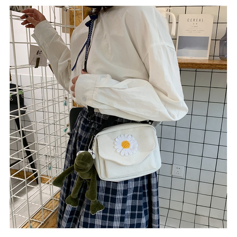 MARKAS MS1405 Tas Selempang Mini Gogo Bunga Slingbag Wanita Bahan Kanvas Polos