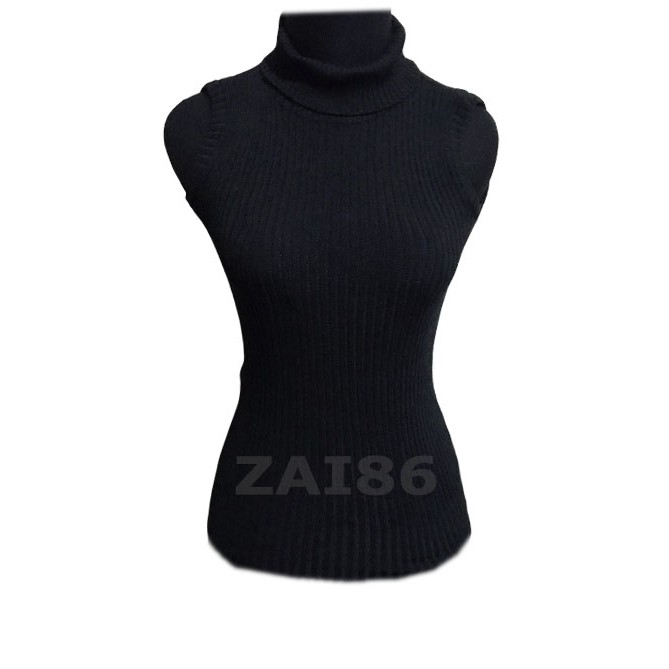 Turtle Neck Tanktop Rajut - Yukensi - Atasan Wanita-Hitam