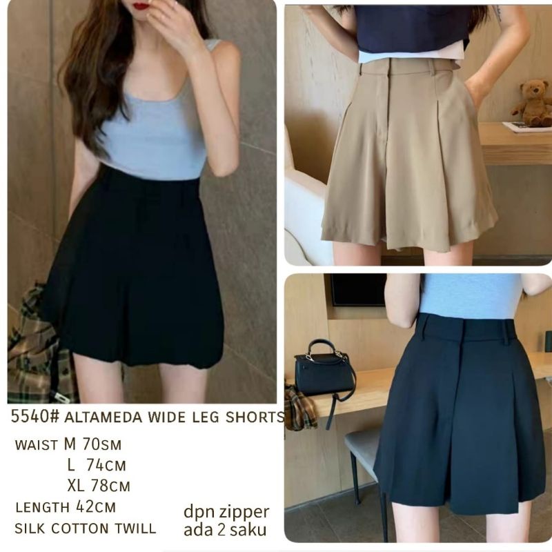 MDLV - 5540# Altameda Wide Leg Shortss Celana Pendek Premium Import Hot Pants Bahan High Waist Fashion Import