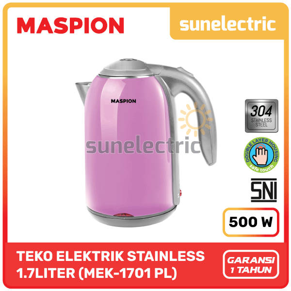 Maspion Msp Mek-1701pl Electric Kettle Teko Listrik Bisa Mode Keep Warm Kapasitas 1.7l Mek 1701 Pl