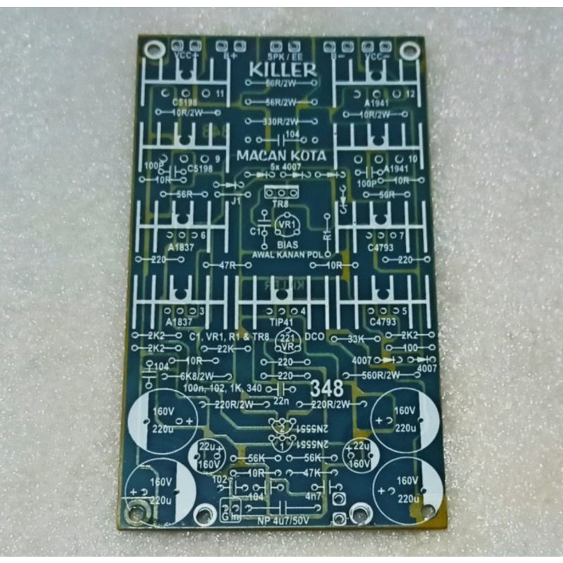 PCB Power Amplifier Fuso Taco atau Killer Cap Macan Cap Singo Type 348