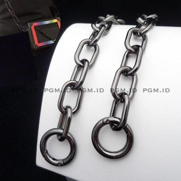 Strap chain hitam rantai pendek LV louis aksesoris tas OBRAL