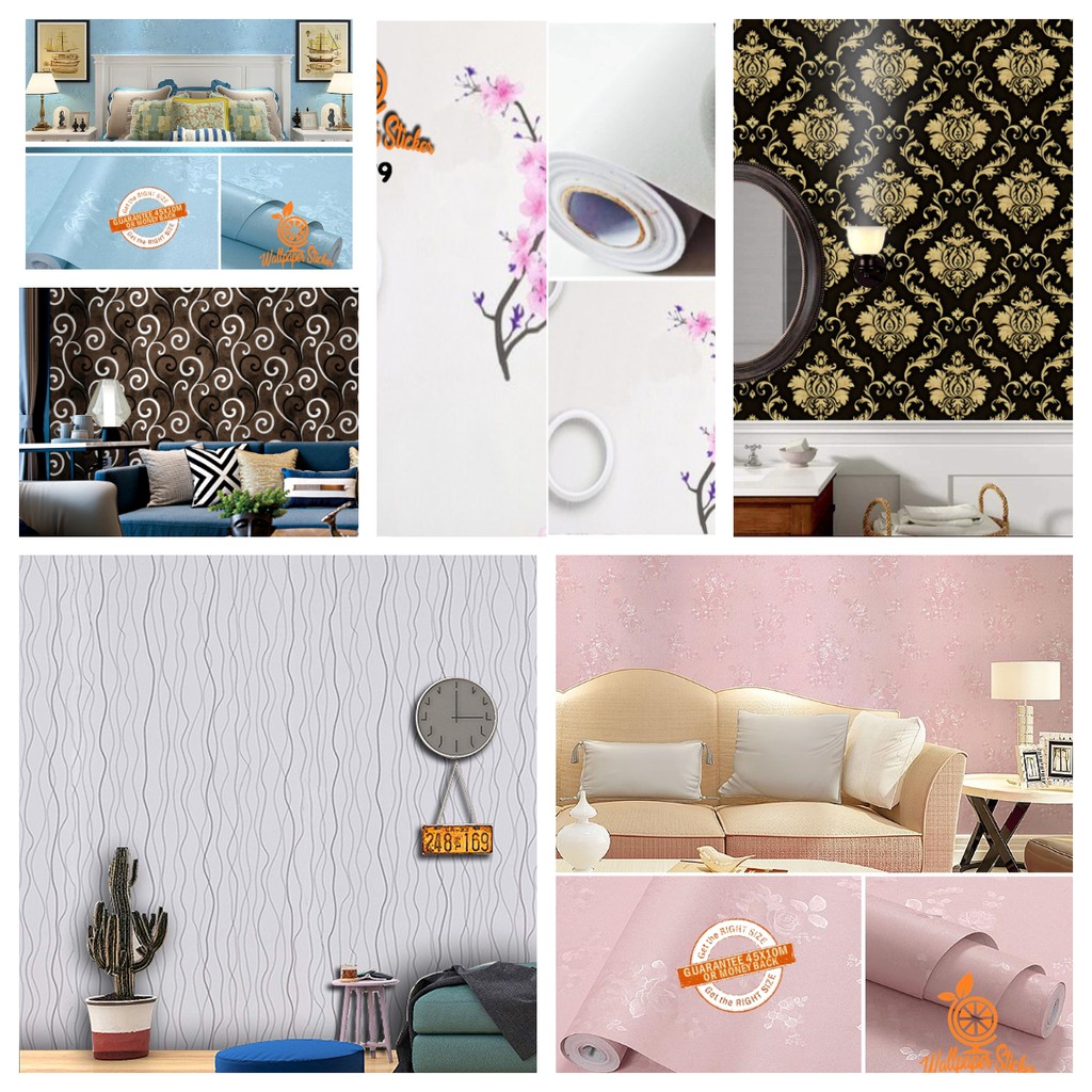 Wallpaper Sticker Dinding Wallpaper Dinding Motif Elegant Wallpaper Embos Ukuran 45Cm X 8M zhizhutang88