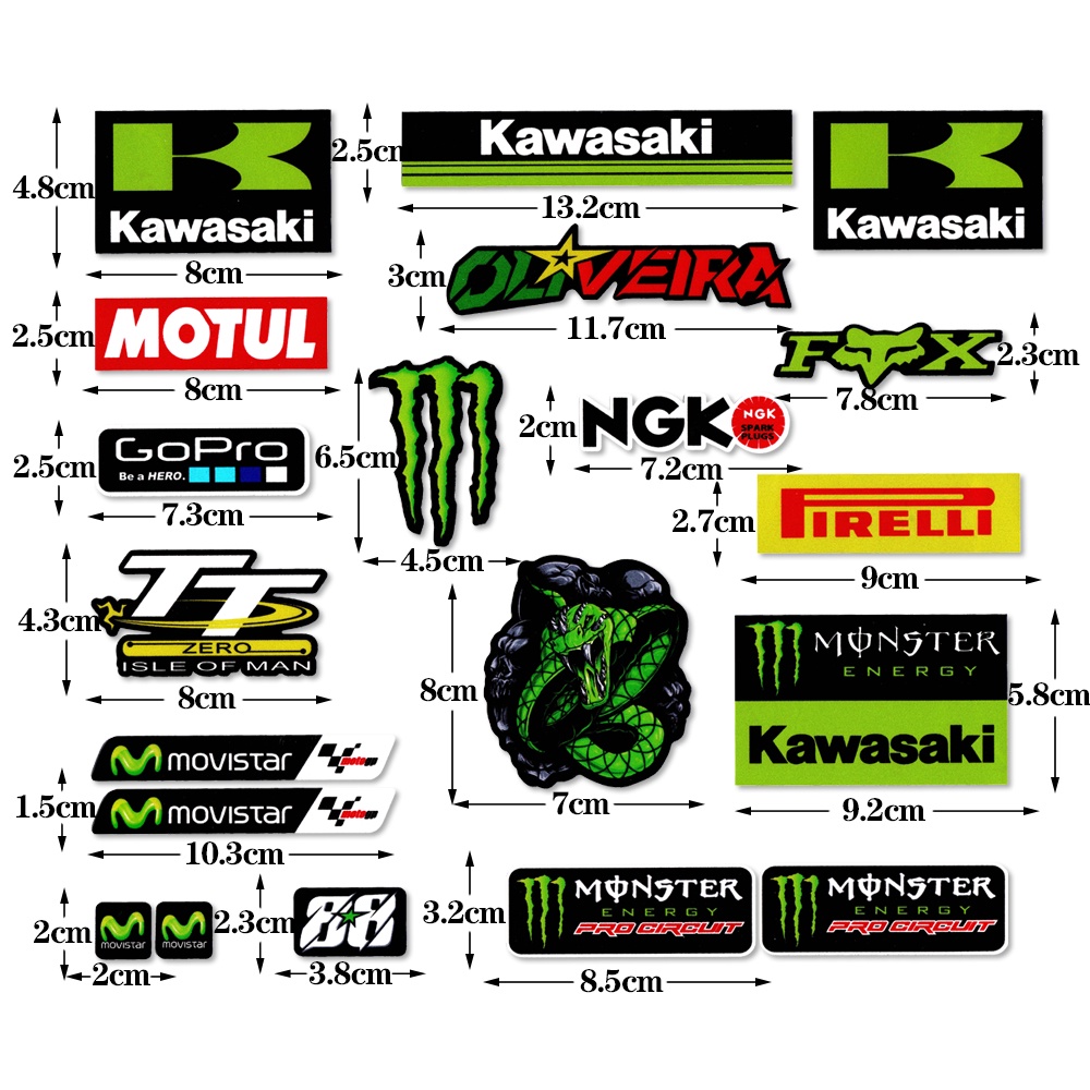 1 Set Kawasaki Stiker Motor Periferal Merek Reflektif Stiker Motorcross Dimodifikasi Stiker
