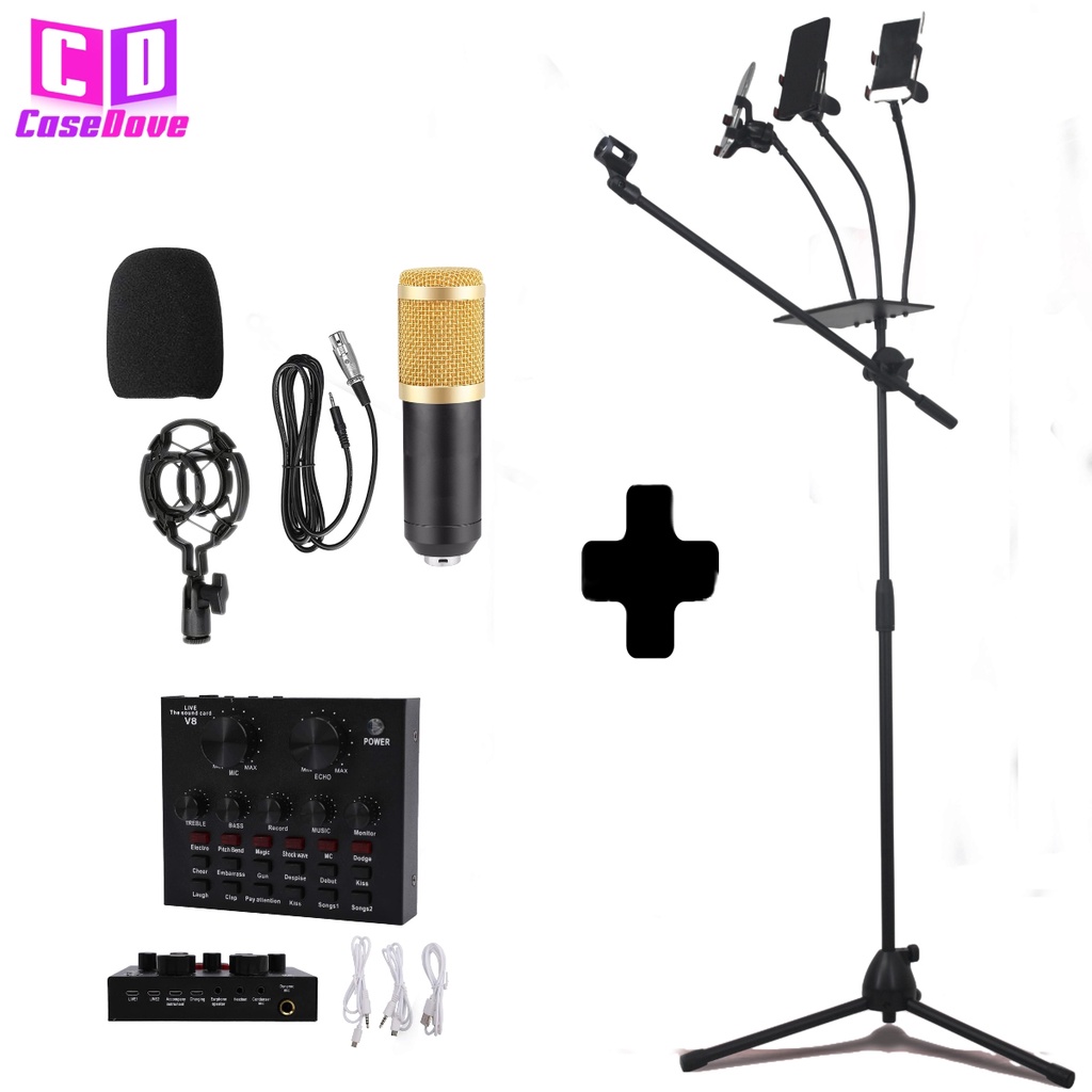 Stand Microphone Condenser Degree 360 Stand Mic Panggung Berdiri Microphone Dengan Holder HP Tripod