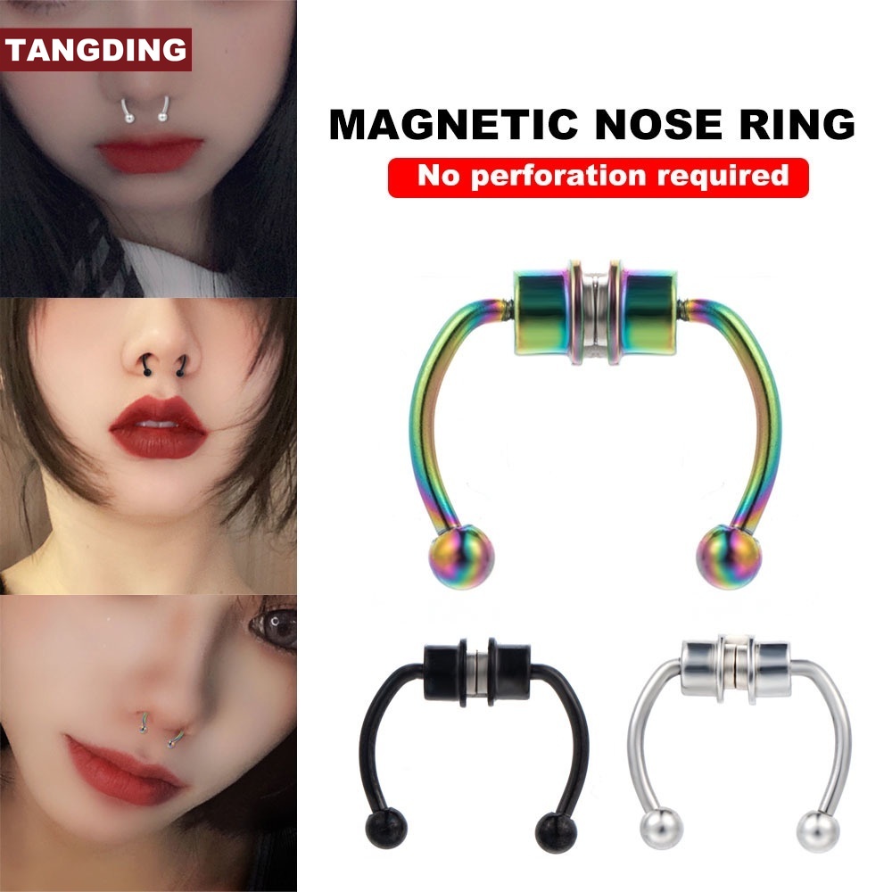 (Cod Tangding) Cincin Hidung Magnetik Tanpa Tindik Bahan Alloy Reusable