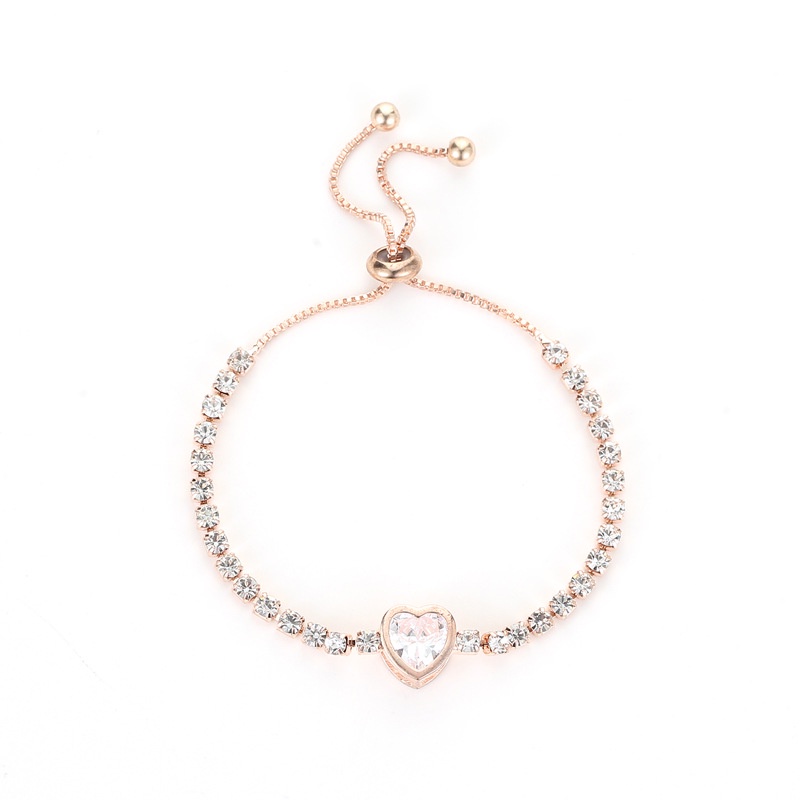 Perhiasan Gelang Zirkon Warna Rose Gold Untuk Wanita