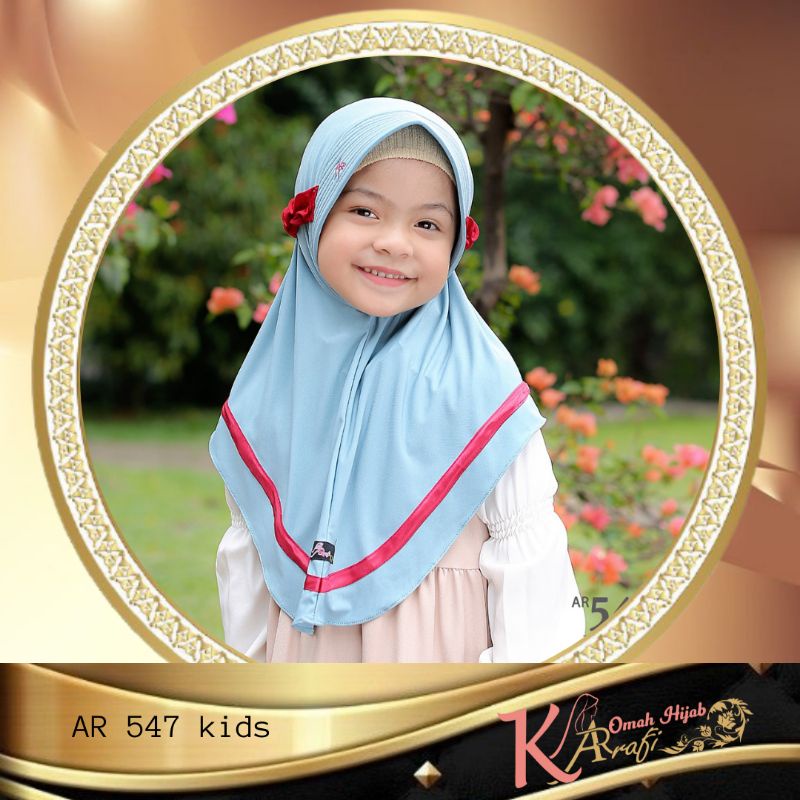 Terbaru Hijab Kids AR547- Hijab Jilbab Kerudung Bergo Anak Arrafi Lucu dan Girly Bahan Stella Nyaman