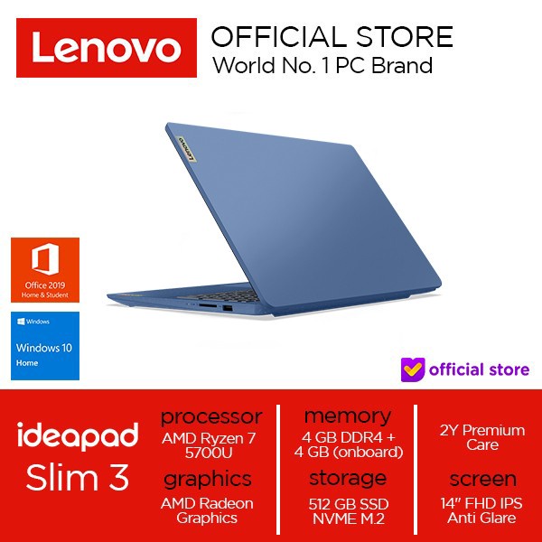 

BigSales-id : Lenovo IdeaPad Slim 3 14ALC6 Ryzen 7 5700U 8GB 512 SSD W10 OHS