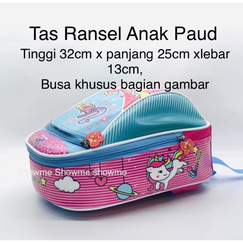 Showme Tas Ransel Anak Paud UNICORN MAGIC  biru pink muda