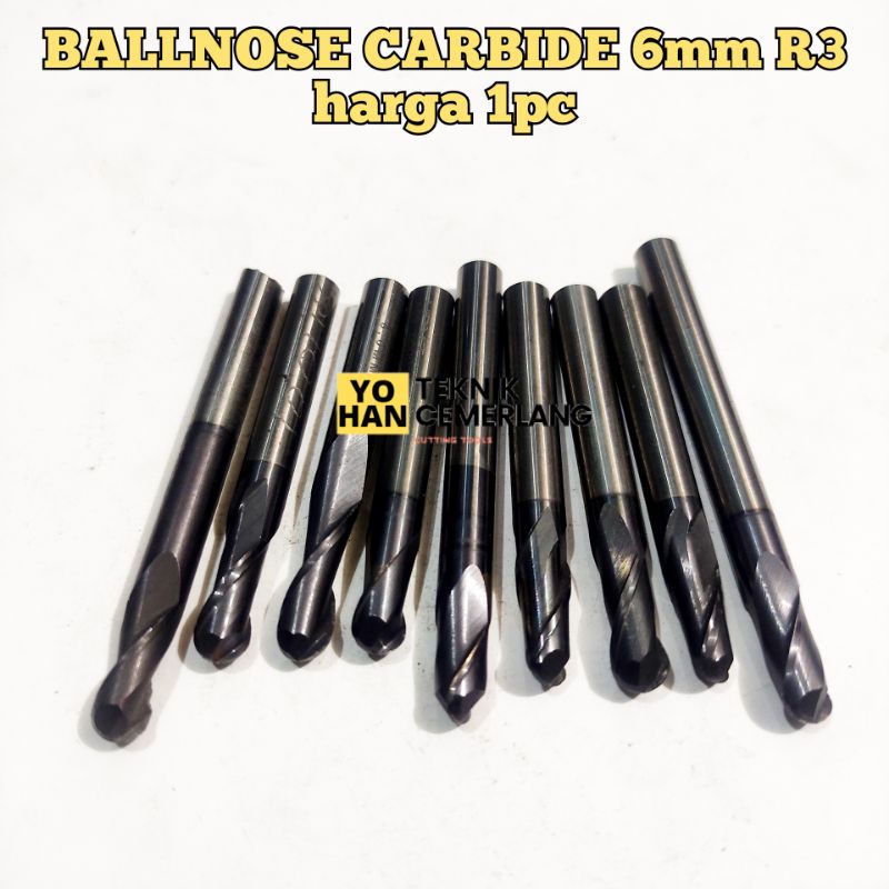 Endmill Ballnose Carbide 6mm R3 Pisau Cnc Milling Carbide Bor Frais