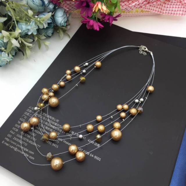 Kalung Etnik Mutiara pearl warna Abu-coklat-ungu-hitam-putih Mp-010