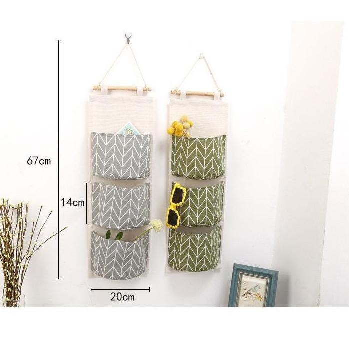 Organizer Korea 3 Sekat  Pouch Gantung 3 Sekat Storage Bag Gantung Motif