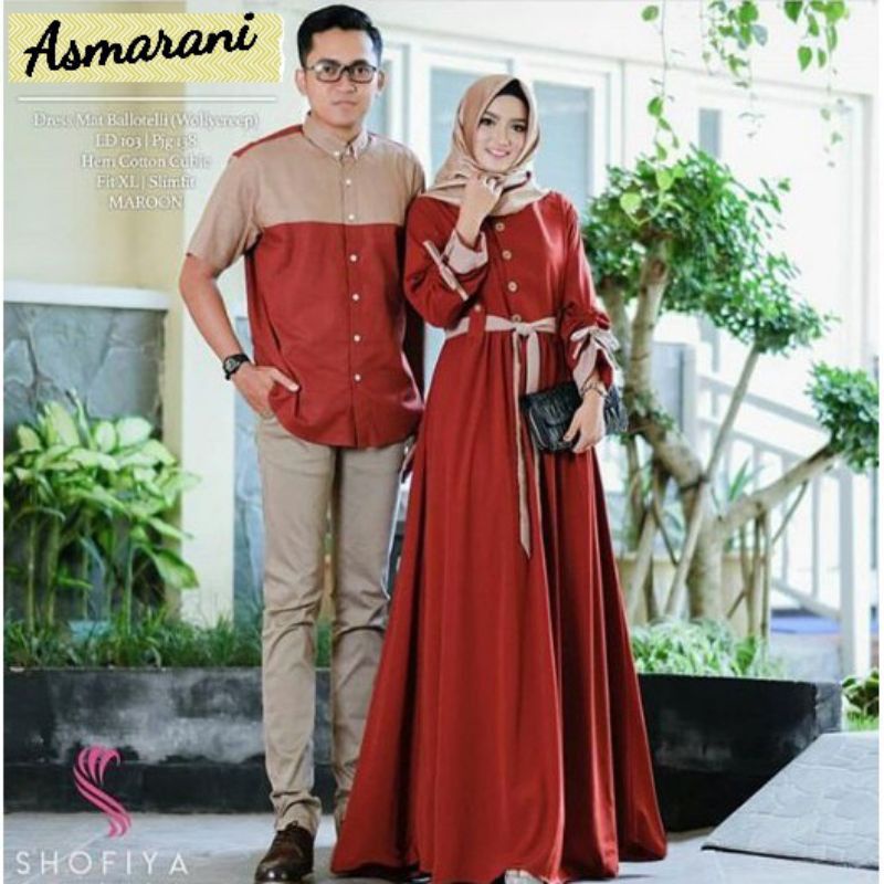 Baju Gamis Dress Couple Pasangan Kondangan Bunda Wanita Pria Mama Papa Cowo Cewe Busui Muslim S M L 