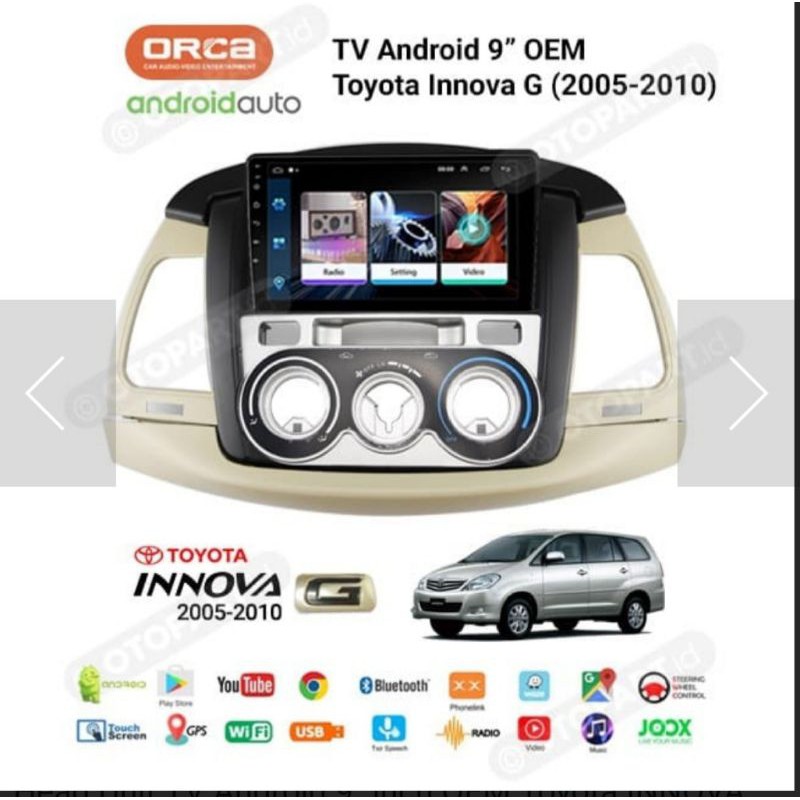 Head unit INNOVA 2005 2010 android orca 9in