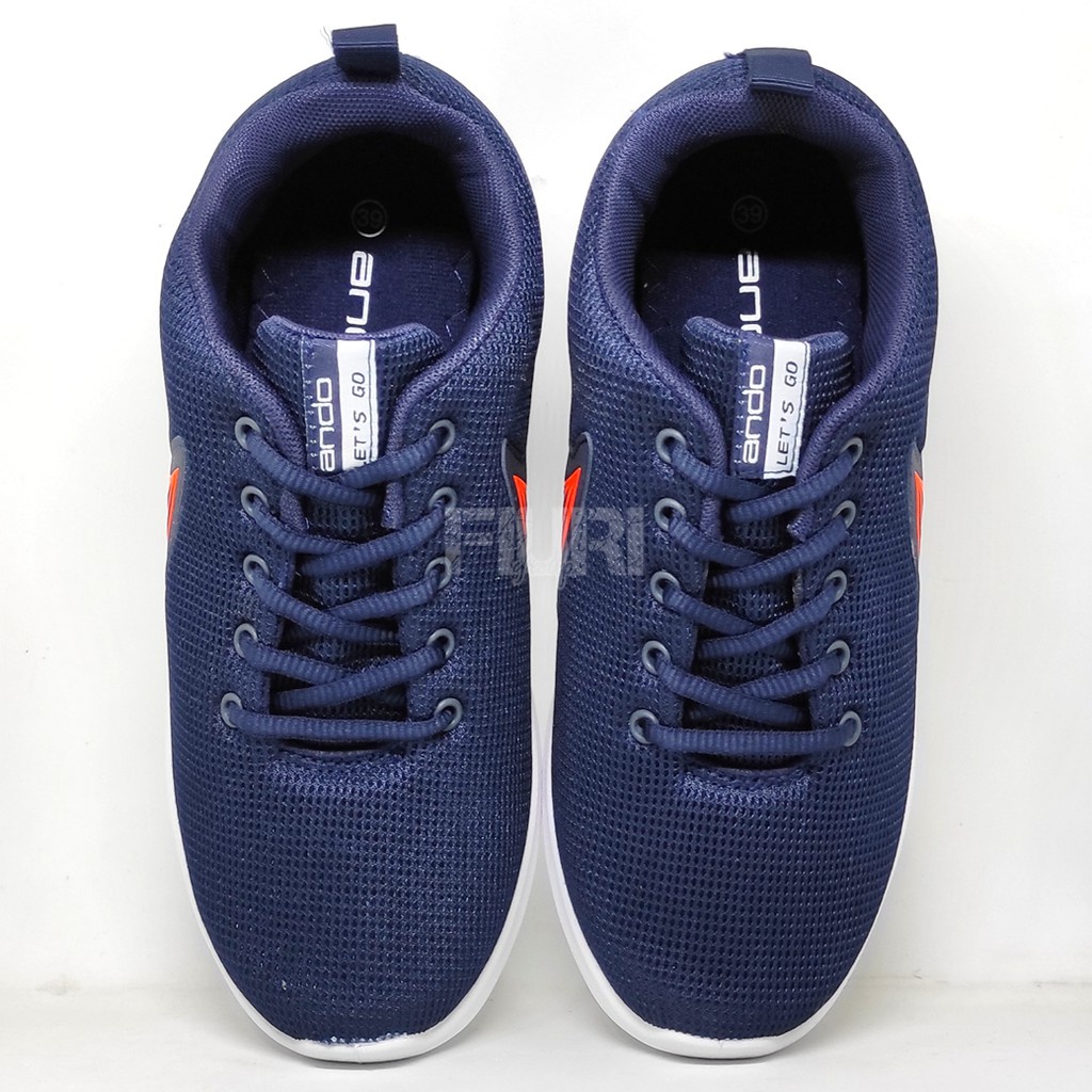 FIURI - Ando Original - BOAZ 39-43 Navy - Sepatu Kets Pria - Sepatu Sneakers Pria - Sepatu Olahraga Sport Pria - Sepatu Casual - Sepatu Jogging Lari Fitness Gym Senam Pria - Sepatu Sekolah Bertali SD SMP SMA - Fiuri