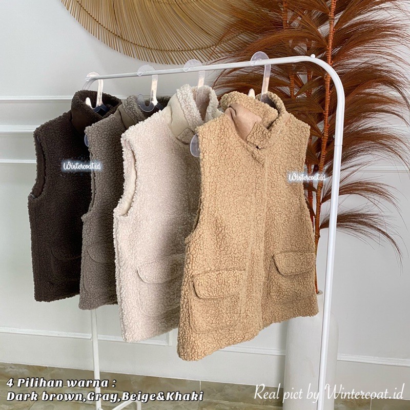 Fur vest import Maya rompi hangat wanita gunung korea style korean tebal bulu winter musim dingin