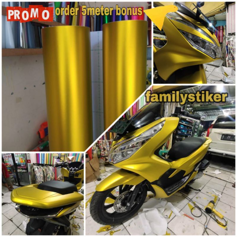SKOTLET STICKER MOTOR WARNA GOLD DOFF METALIC TERMURAH BERKUALITAS