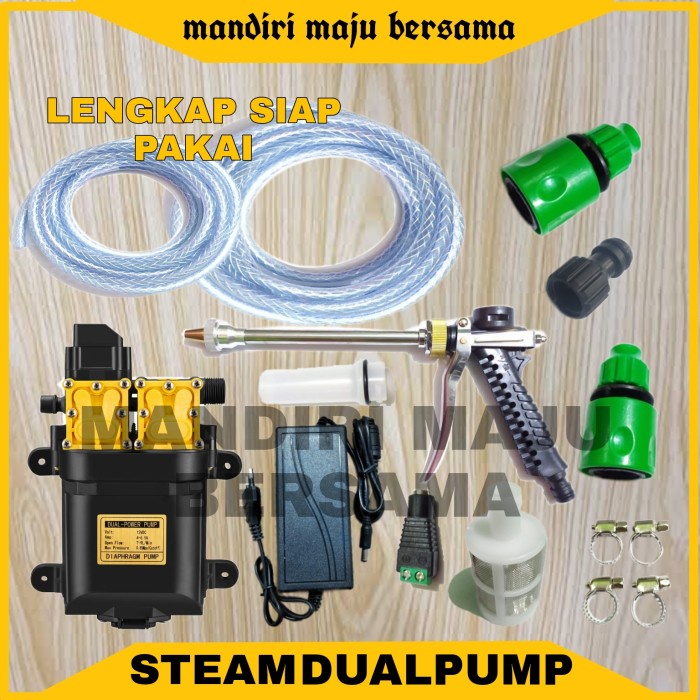 STEAM MOTOR POMPA DC DOBEL 12V 12 LPM / CUCI MOBIL / AC JET GUN TABUNG