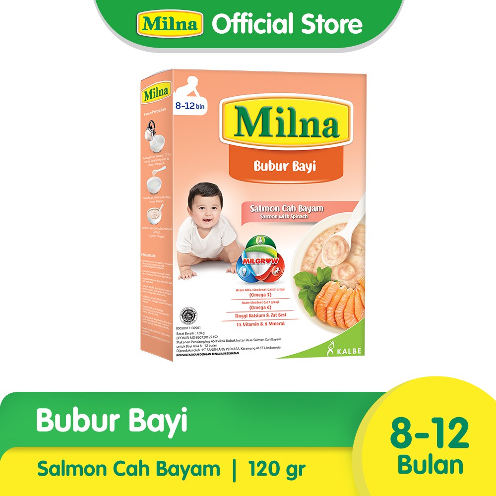 

Milna Bubur Regular 8+ Salmon Cah Bayam 120gr