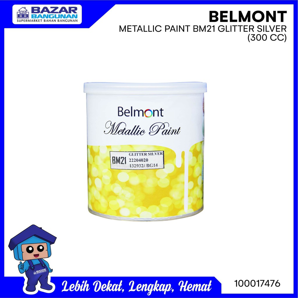 Belmont - Cat Tembok Interior Eksterior  Metallic Bm21 0.3L Glitter Silver
