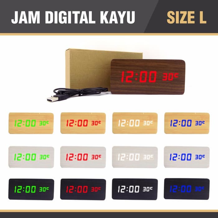 Wooden Digital Clock   Jam Digital Besar  Diskon