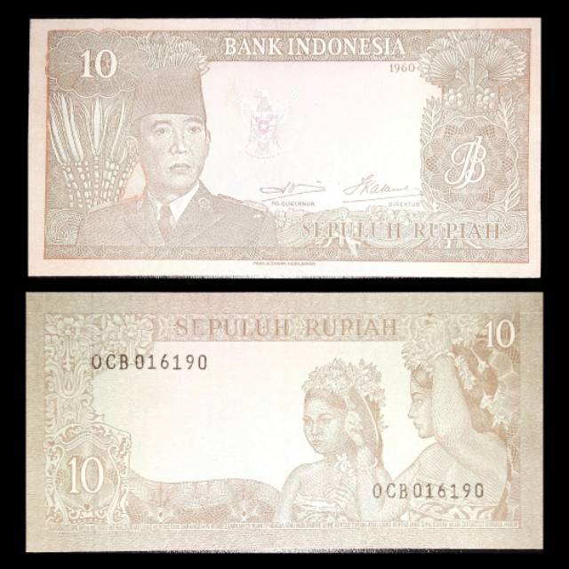 10 Rupiah Soekarno tahun 1960