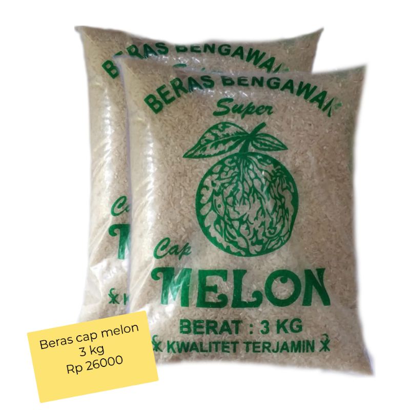 

beras cap melon 3 kg super bersih dan punel