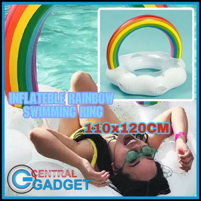 Pelampung Renang Ban Pelampung Jumbo Kolam Renang Rainbow 110x120cm