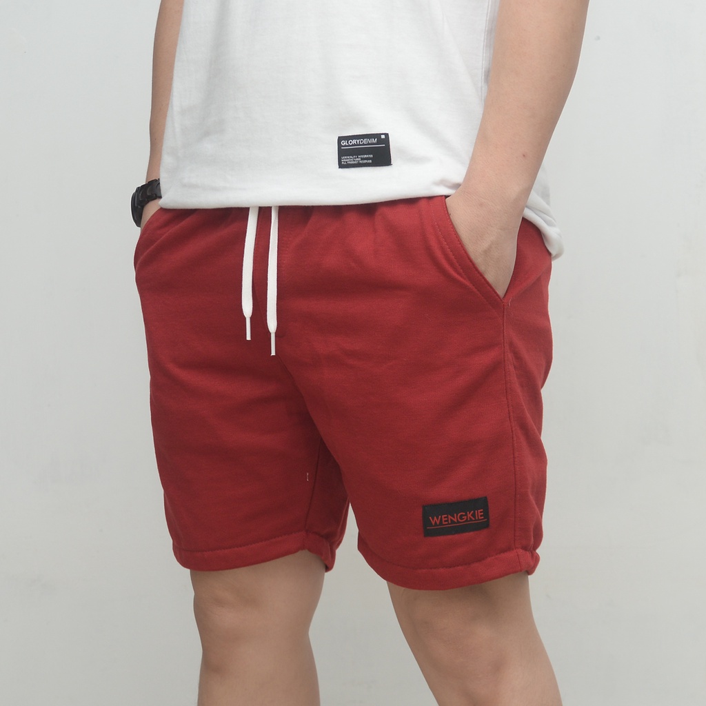 Wengkie.id / Boardshort / celana pendek pria / celana pendek wanita / celana casual / celana pendek murah / Warna Maroon