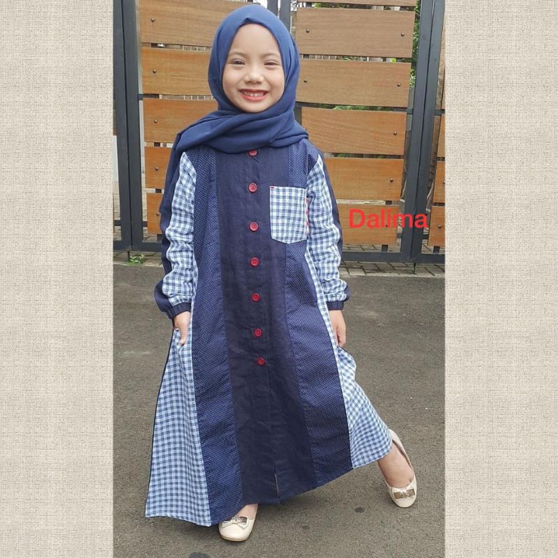 (DALIMA KIDS) GAMIS KATUN KOMBINASI SYAINA BY SEMUT ORIGINAL "SIZE S"