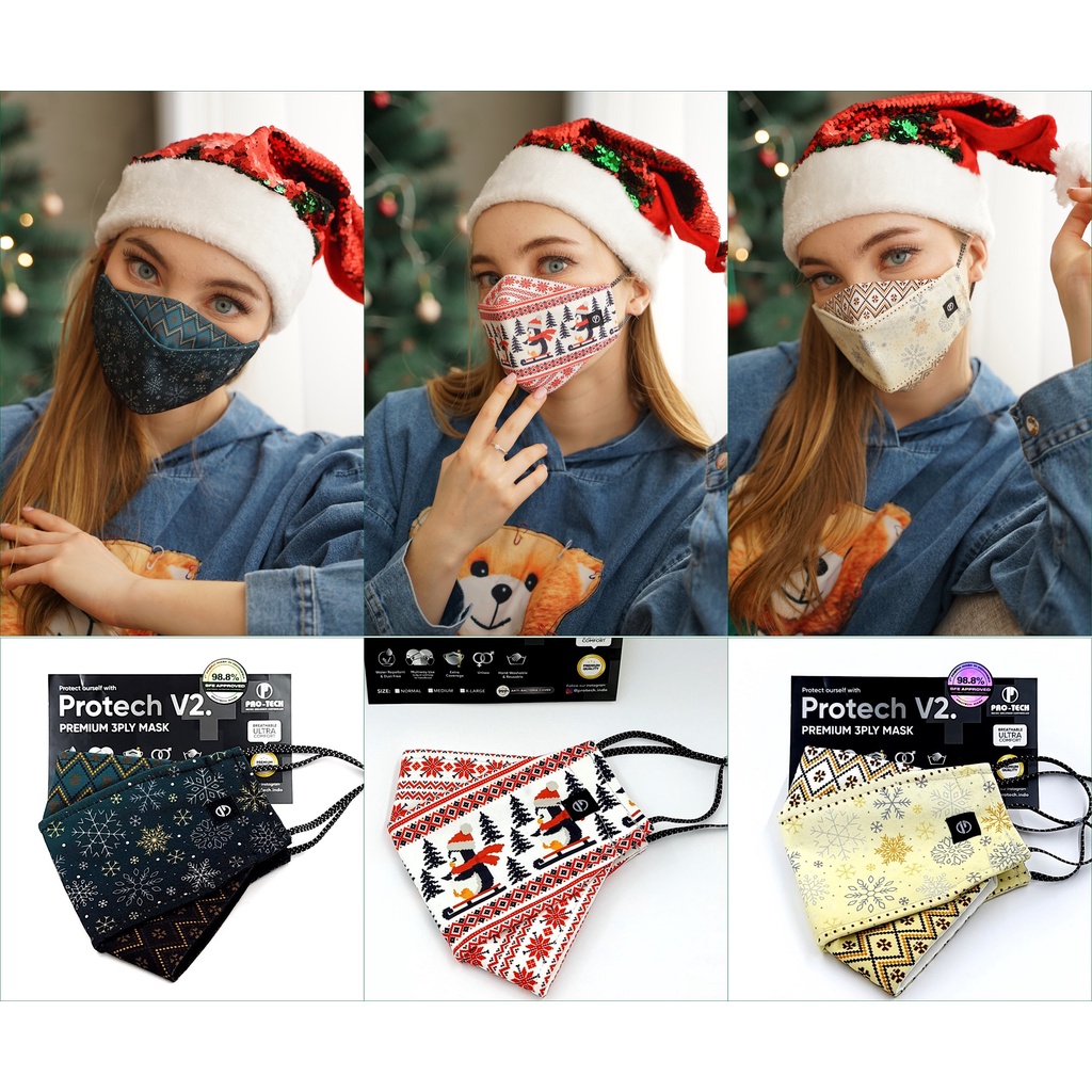 MASKER KAIN PROTECH V2 3PLY MASK SPECIAL NATAL CHRISMAST