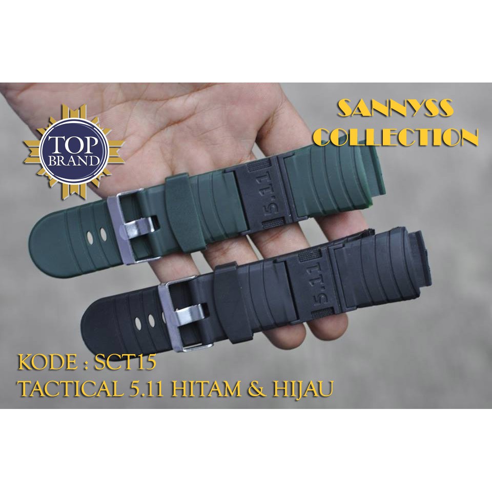 STRAP TALI JAM TACTICAL 5.11 - 511 RUBBER HITAM DAN HIJAU