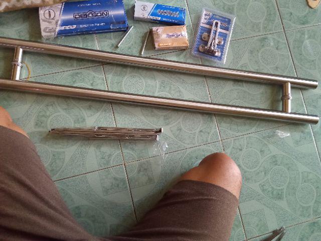 Handel Pintu Kaca Aluminium Stainles Door Pull Handle Pintu Bentuk H Pipa Bulat 802 As 80 X 100 Cm