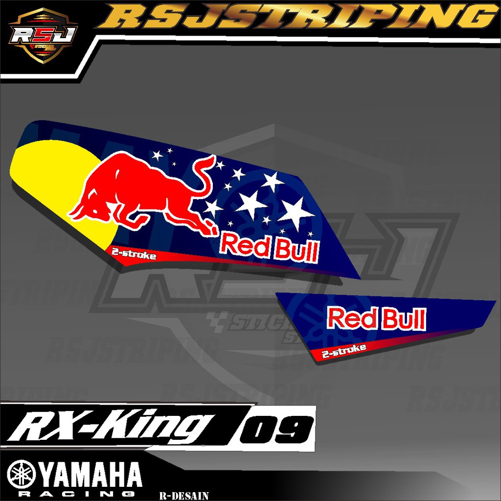 Striping Variasi motor RX KING motif Airbrush RED BULL 01