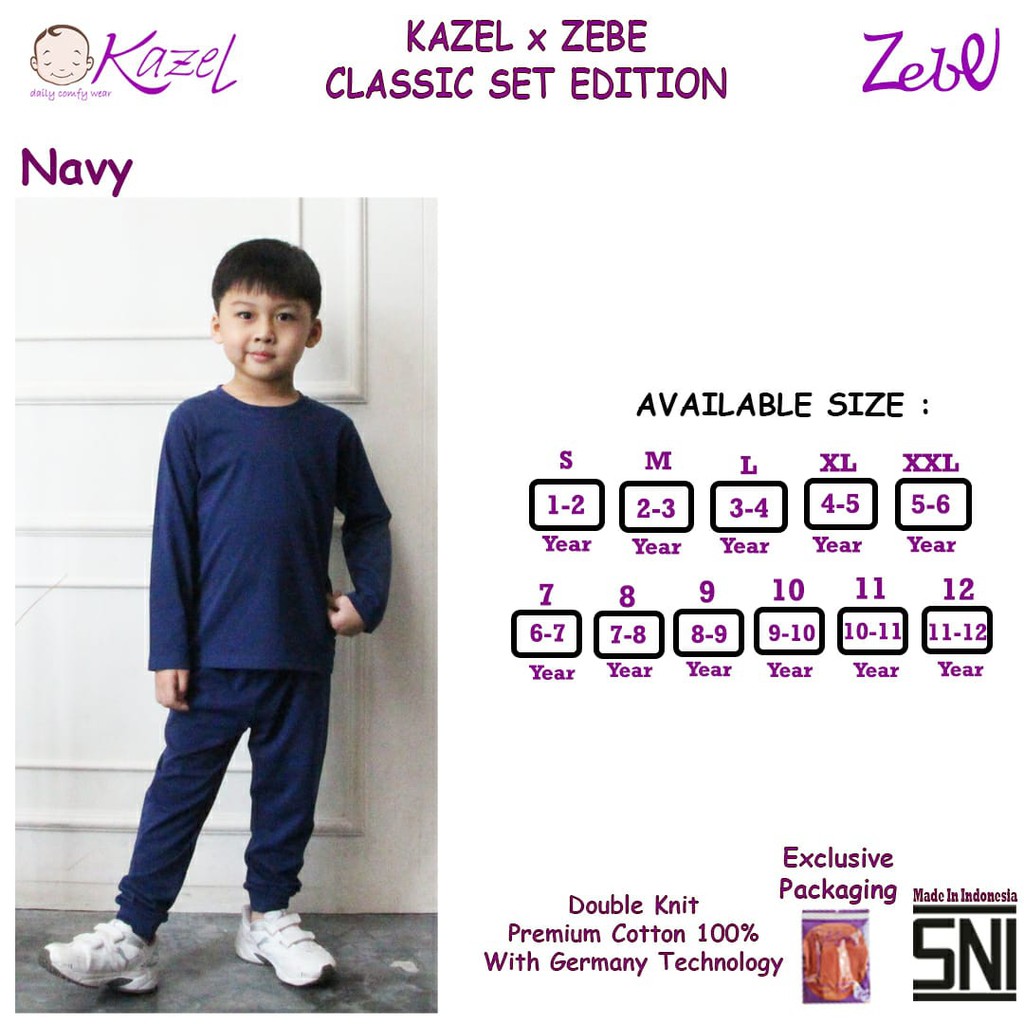 MURAH LEBAY Kazel x Zebe Classic Setelan piyama Playset Longpants BAJU ANAK / BABy boy - Girl  1-12 Thn Part 2