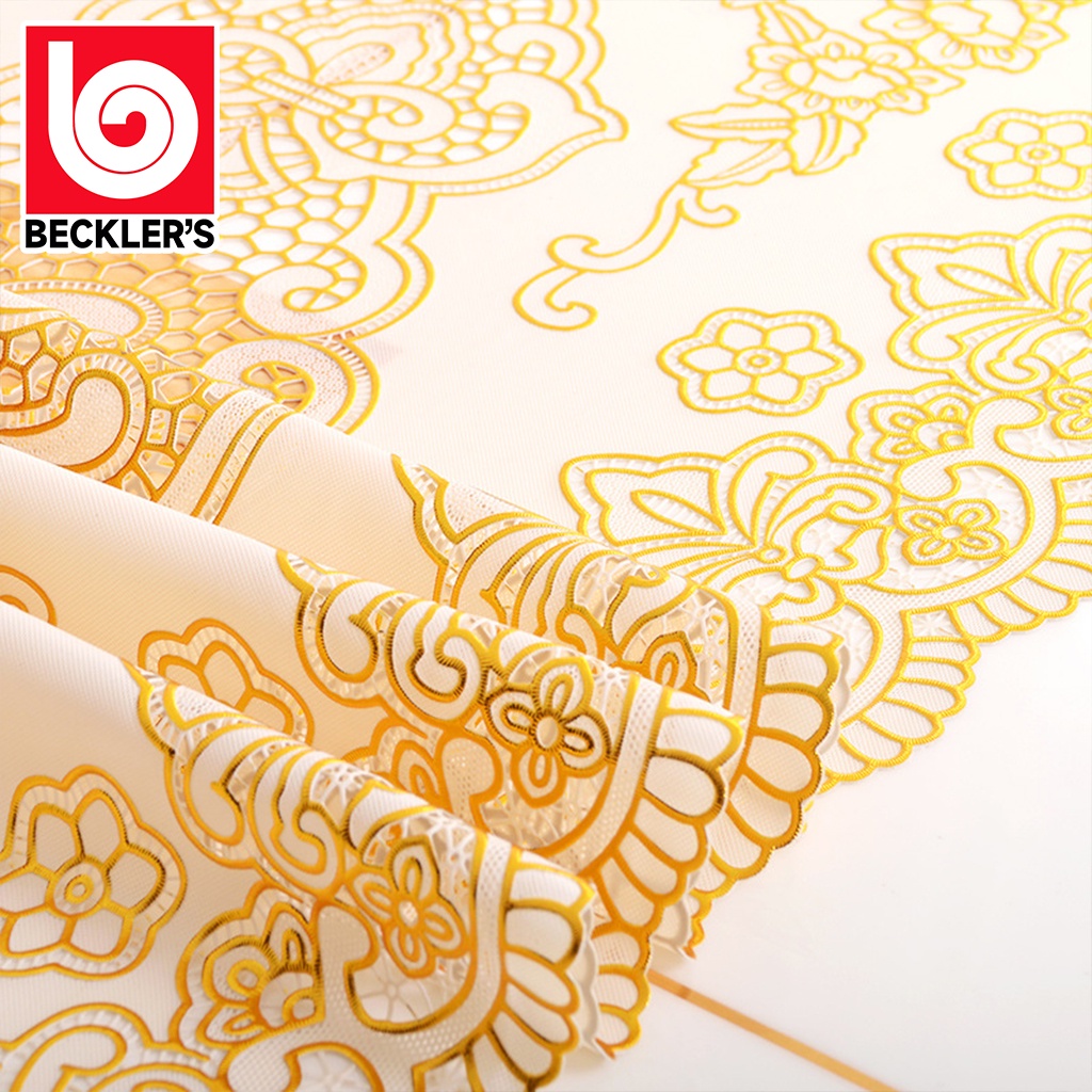 Beckler's Taplak Meja Ruang Tamu Plastik PVC Gold / Silver Tahan Air Renda Hias Vinyl 3 UKURAN Dan High Quality