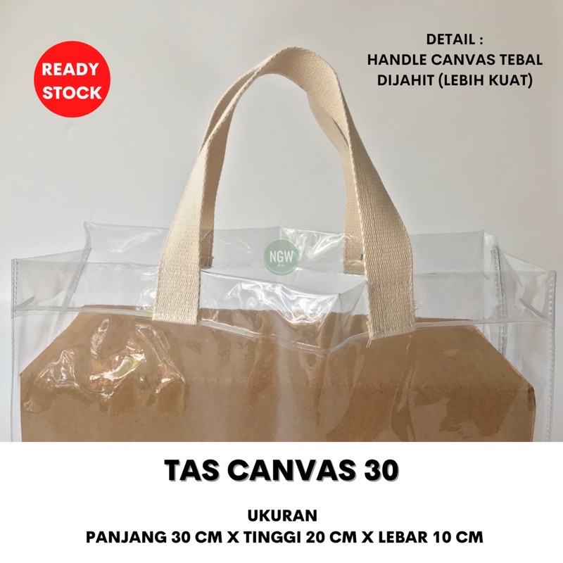 Tas hampers mika pvc canvas handle uk 30x20x10 goodie bag ecer ready stock