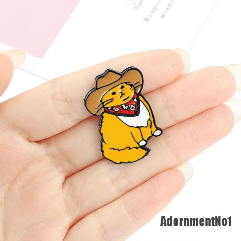 (Adornmentno1) Bros / Pin Enamel Bentuk Kucing Koboi Lucu Untuk Aksesoris Pakaian / Tas