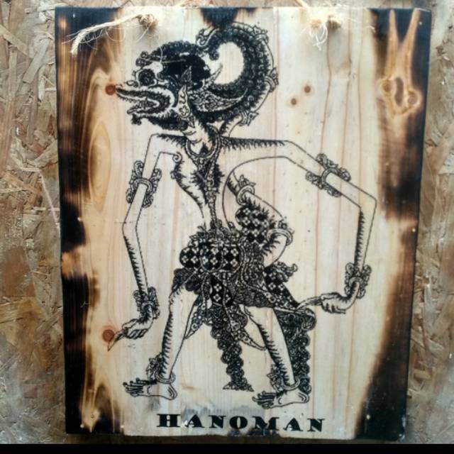 LUKISAN KAYU WAYANG HANOMAN SOUVENIR JAWA  HIASAN  DINDING 