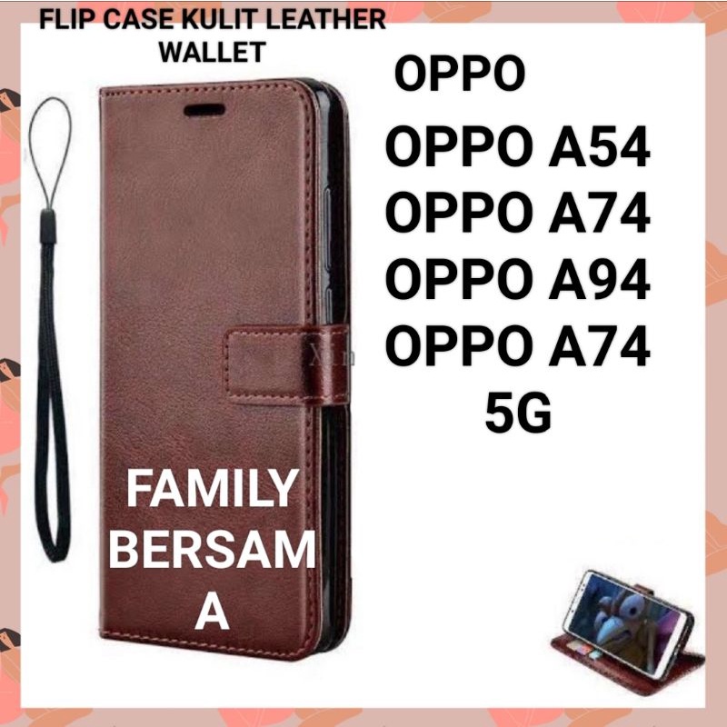 OPPO Flip Case Kulit Wallet Leather OPPO A54 A74 A94 4G A74 5G