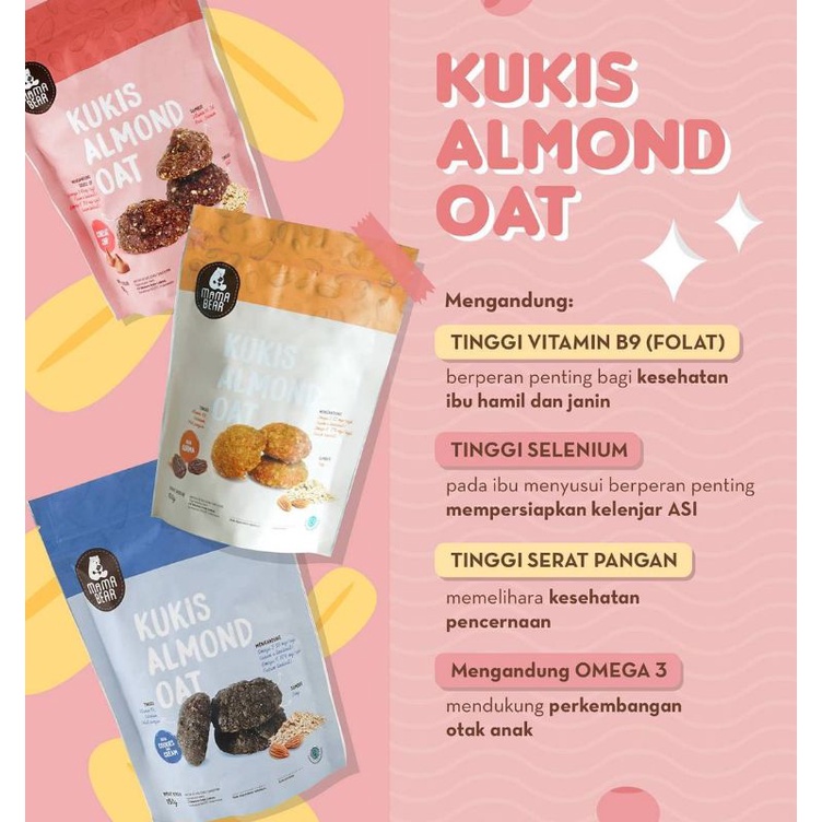 Asi Booster Ter-enak Milky Mama Bear Cookie Bite / Mama Bear Kookie Bites mama bear Cookies Pelancar Asi Kukis Almond Oat Mamabear