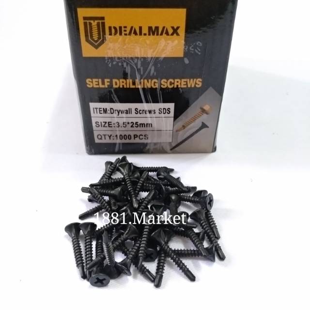 SEKRUP SDS / BAUT GRC DEALMAX 3.5 x 25 MM BAJA HITAM ISI 1000 PCS