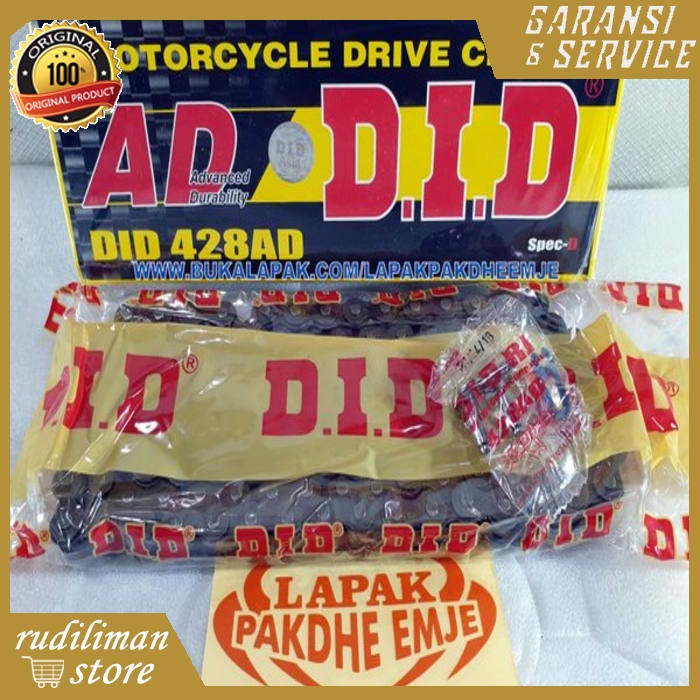 RANTAI 428 130 DID ORIGINAL BLACK HITAM RANTE 428 AD 130 L DID428 130L CHAIN Advanced Durability