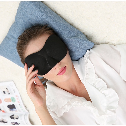 Sleep eye mask 3D / penutup mata tidur polos hitam travel