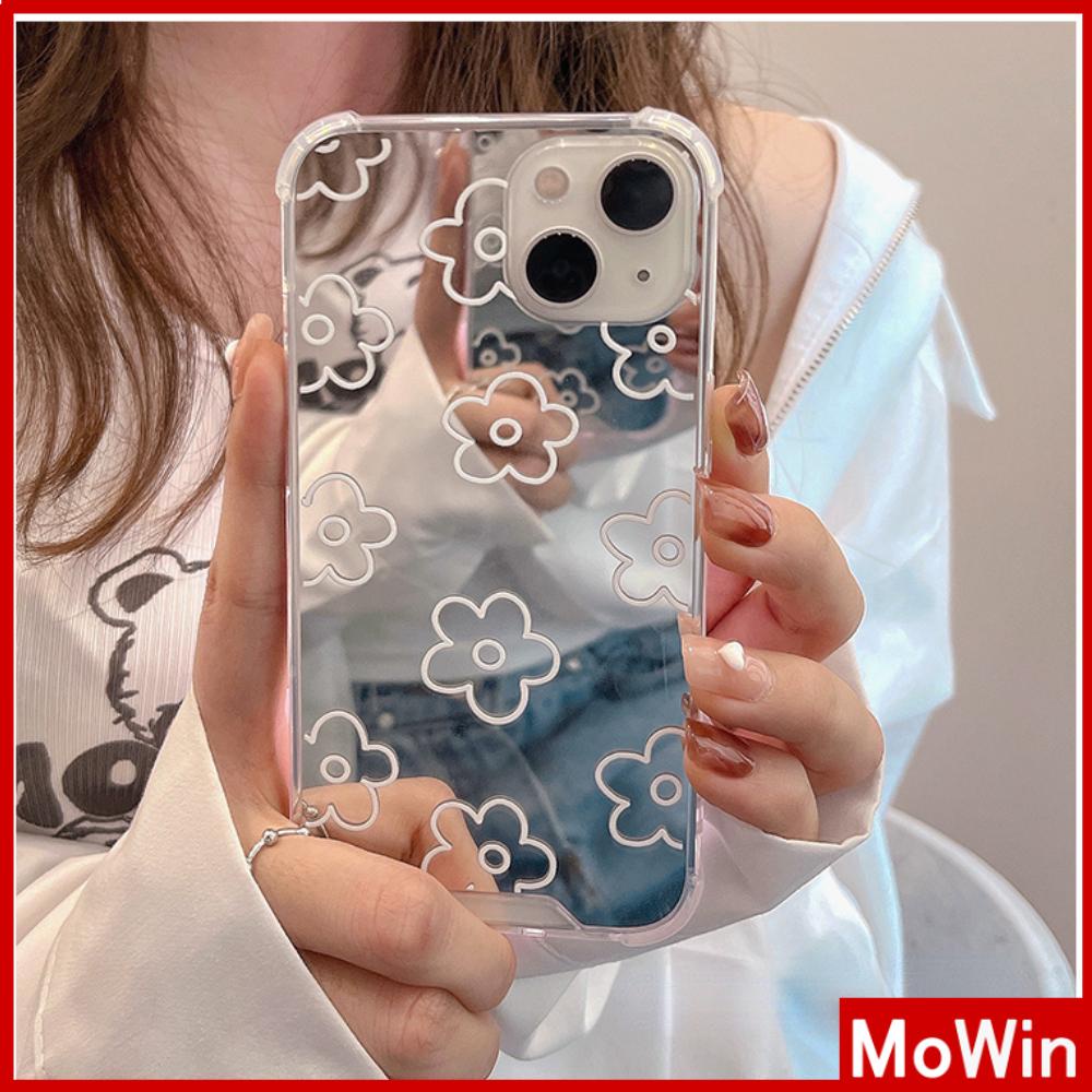 iPhone Case Acrylic Luxury Makeup Mirror Airbag Shockproof Protection Camera Flowers Simple Cute Compatible For iPhone 11 iPhone 13 Pro Max iPhone 12 Pro Max iPhone 7Plus iPhone xr