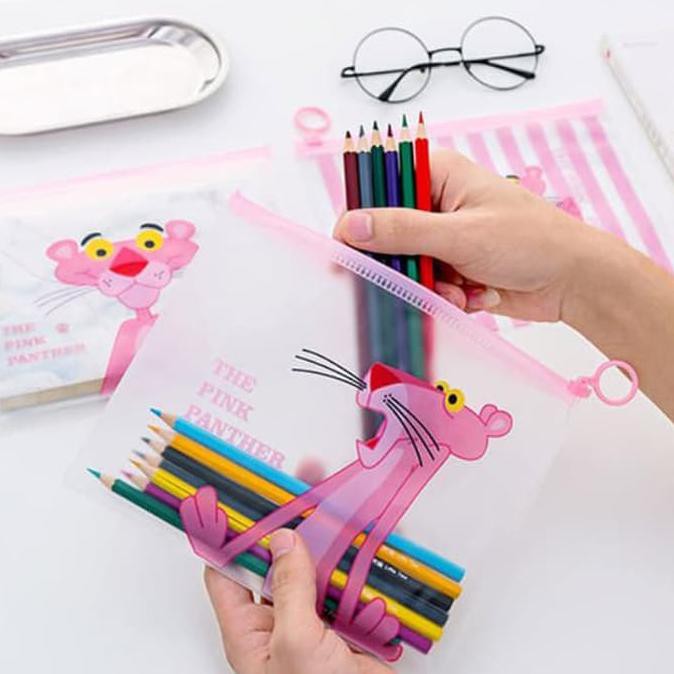 

Open Ds Tempat Pensil Transparan Pink Panther Cartoon Pencil Case Stp028 - Model Dua