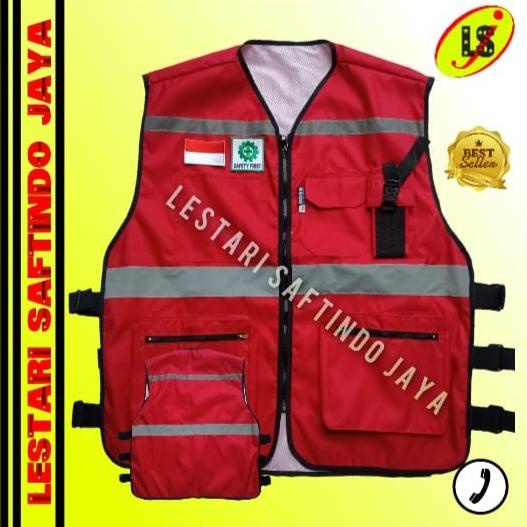 Nesdaywed | Rompi Safety Vest Taslan Hse Merah-Rompi Safety Proyek Hse Merah